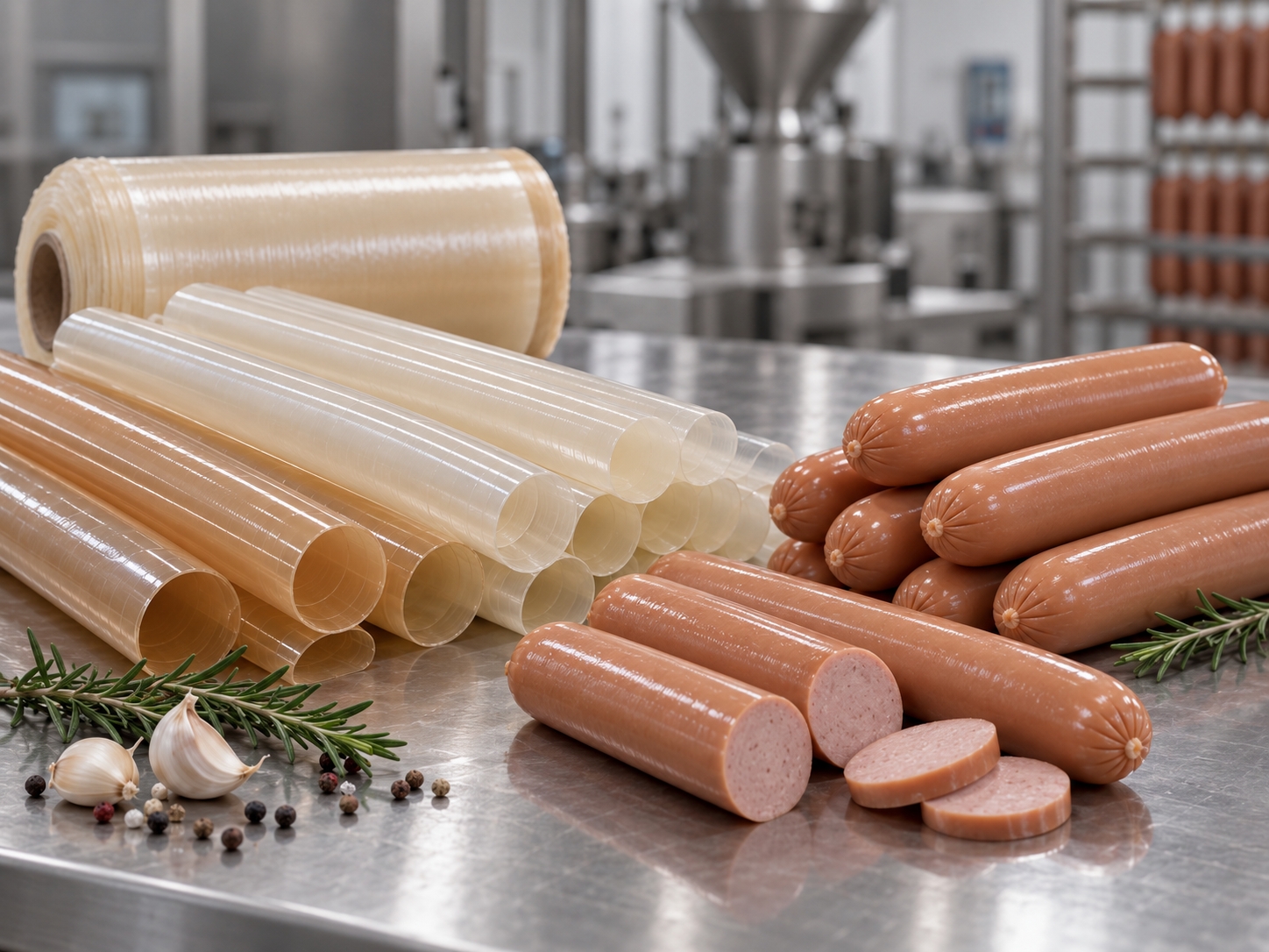 Rolls of cellulose sausage casings